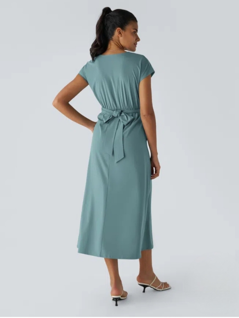 NWT Halara Breezeful Short Sleeve Pocket Quick Dry Tie Dress Stone Blue 2XL XXL - Picture 4 of 11